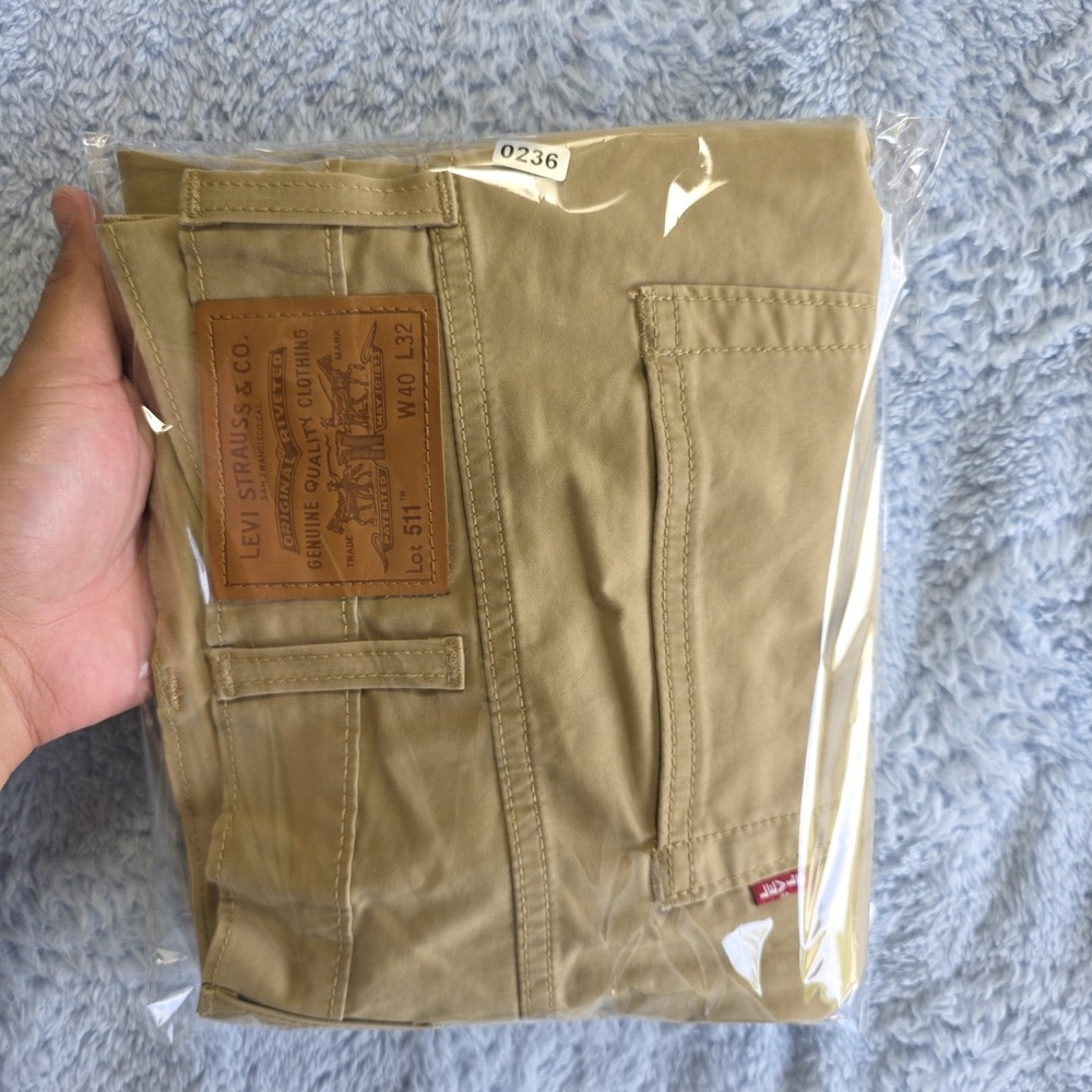 Levi's 511 Big E Slim Fit Men's Jeans 40x32 Khaki Tan Stretch Casual Pants - Picture 13 of 13